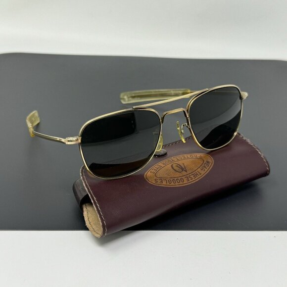 American Optical 5 1/2 Gold Filled 1/10 12K GF Vintage Aviator Sunglasses Pilot - Picture 1 of 15
